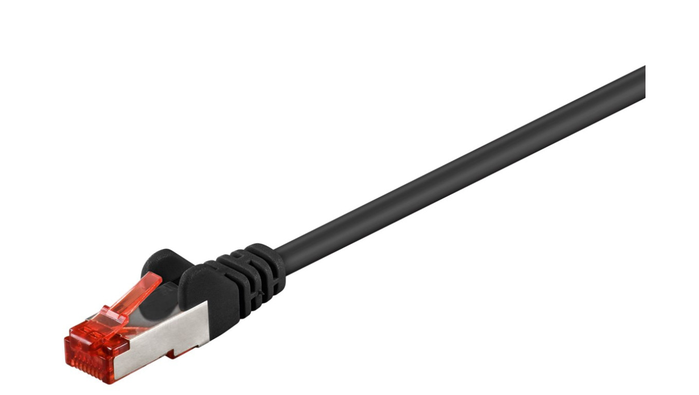 CAT 6 Kabel łączący, S/FTP (PiMF), czarny - Długość kabla 0.15 m