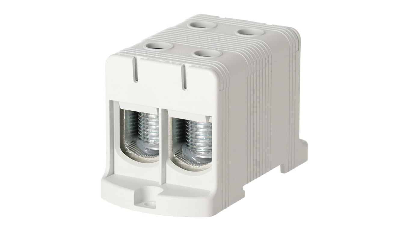 Blok rozdzielczy odgałęźny 2-polowy Al/Cu 35-150mm2 (max. 150mm2) na szynę TH35 szary FJ-E150/2 HEDO