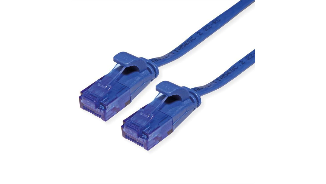 Kabel krosowy UTP VALUE, kat. 6A (klasa EA), bardzo płaski, niebieski, 1,5 m