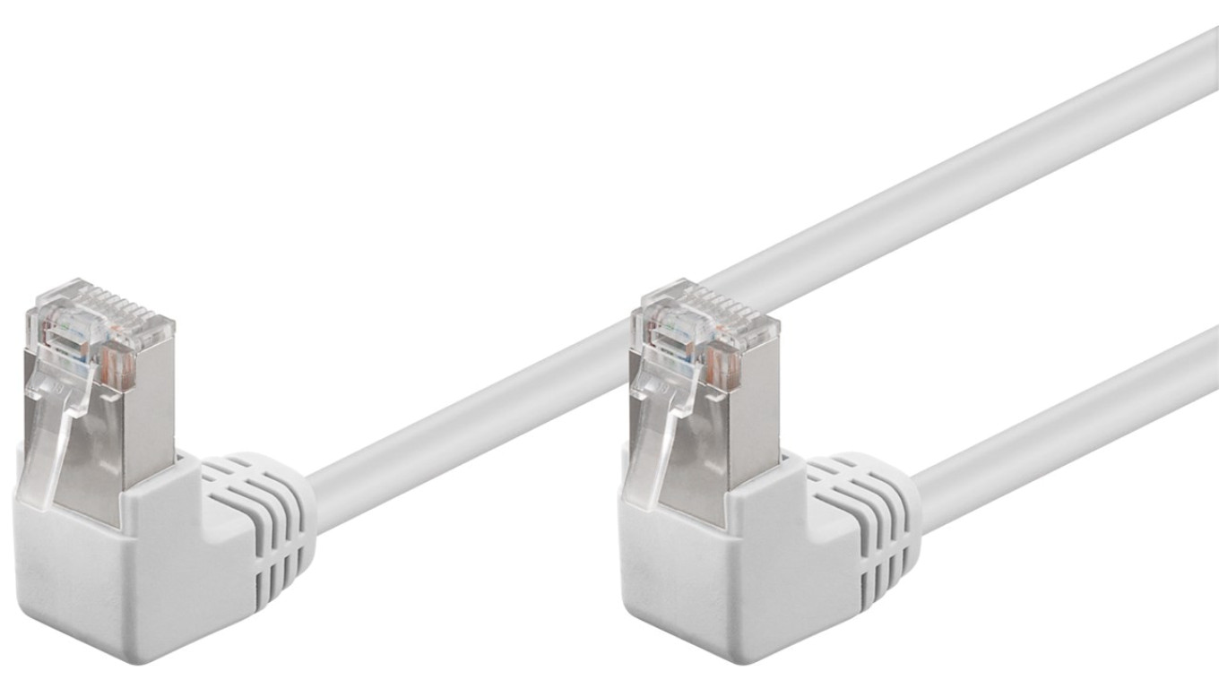 CAT 5e Kabel łączący 2x 90 pod kątem,F/UTP, Biały - Długość kabla 3 m